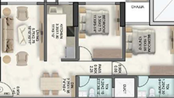 2 BHK Floor Plan